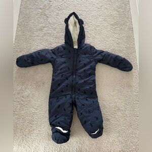 First Impressions Navy Blue Bear Dinosaur Snowsuit 12M